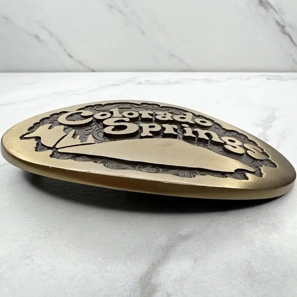Vintage High Mesa Solid Bronze Colorado Springs Belt Buckle ✨